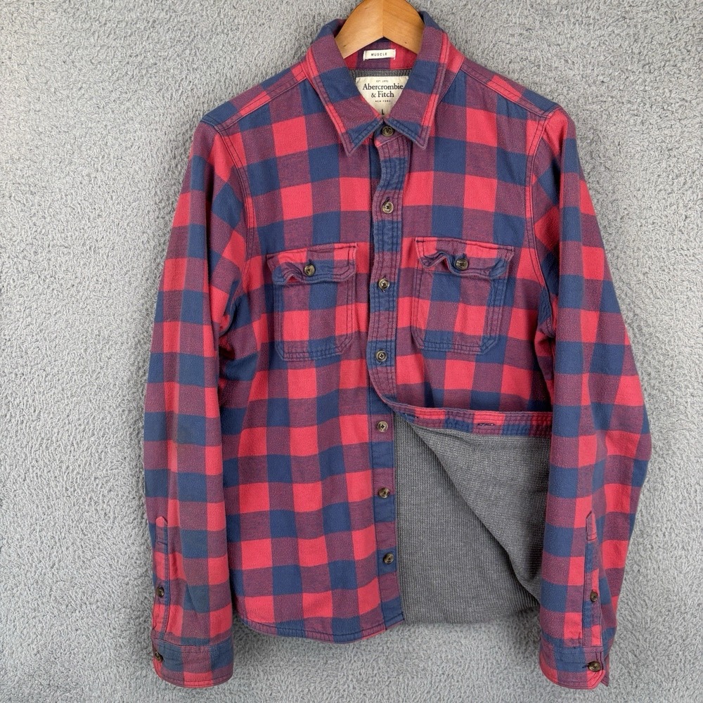 Vintage Abercombie & Fitch Thermal Lined Flannel Shirt Mens Large Y2K Plaid
